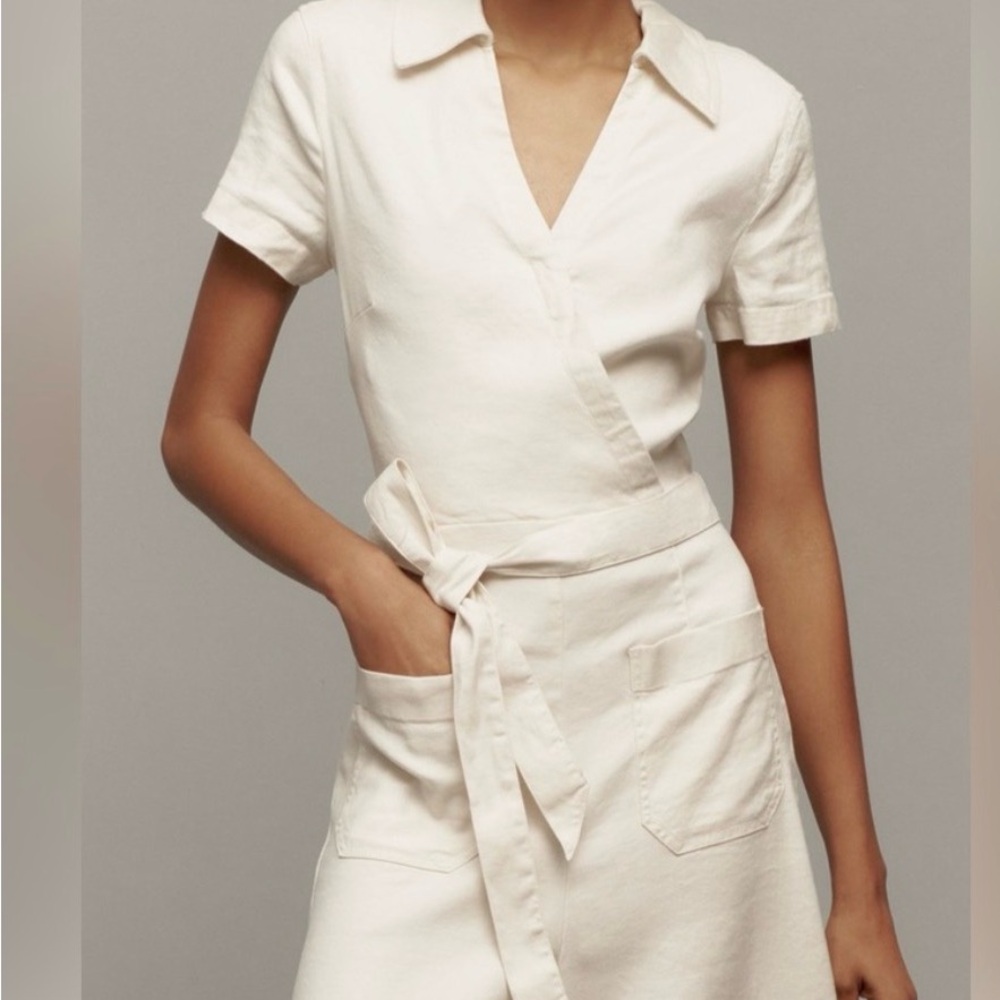 Maeve by Anthropologie - Colette Wrap Jumpsuit; Cream Denim